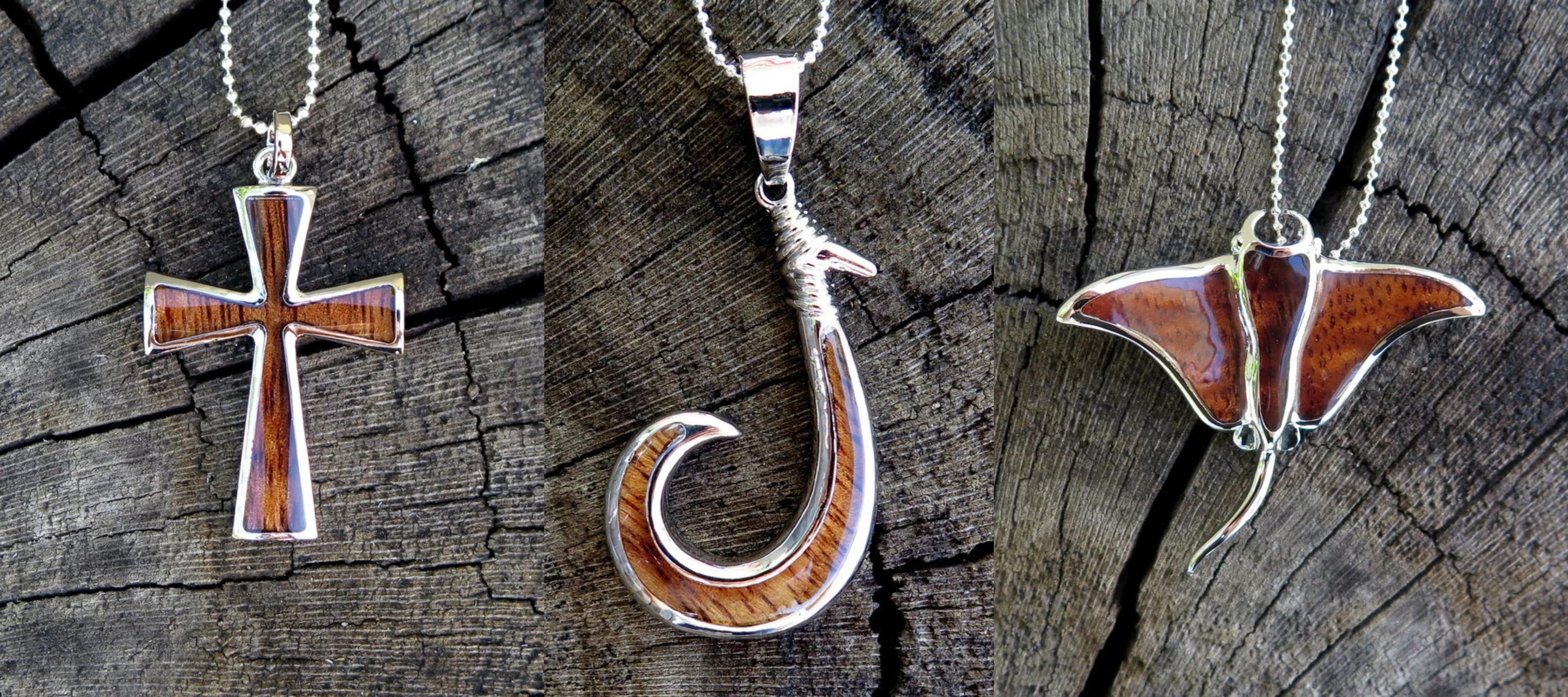 Silver & Koa Wood Pendants