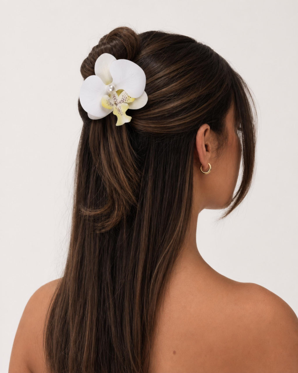 Tropical Orchid Flower Hair Clip with Pearl Detail Bundle Foam Hand Made Accessory