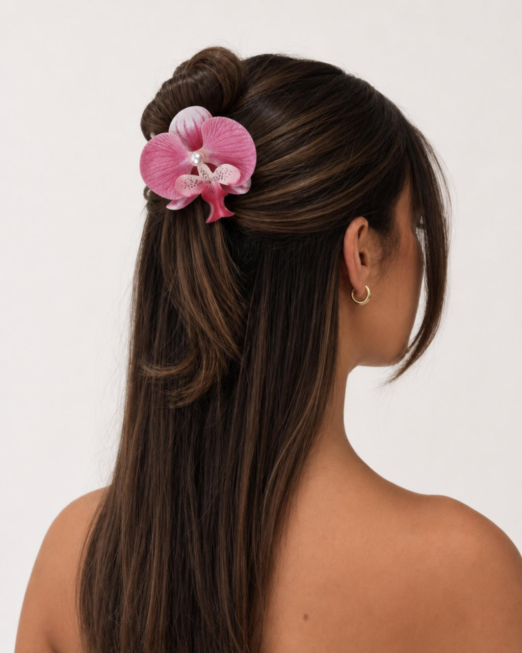 Tropical Orchid Flower Hair Clip with Pearl Detail Bundle Foam Hand Made Accessory