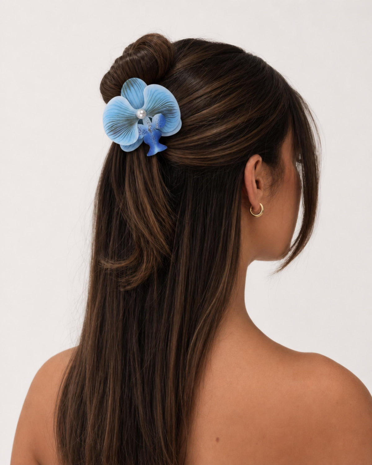 Tropical Orchid Flower Hair Clip with Pearl Detail Bundle Foam Hand Made Accessory