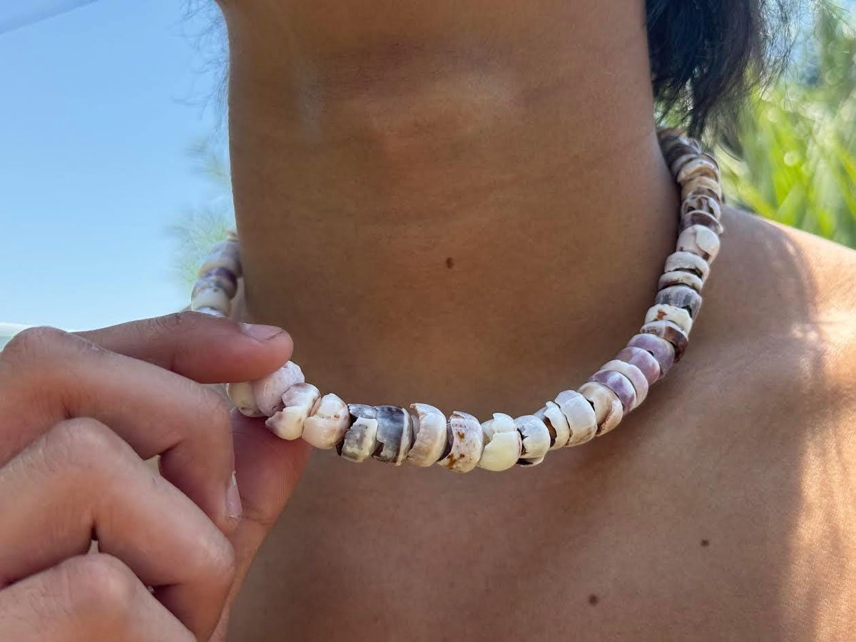 Hawaiian Cream Puka Sea Shell Hand Made Natural 20" Necklace Unisex Surfer Jewelry