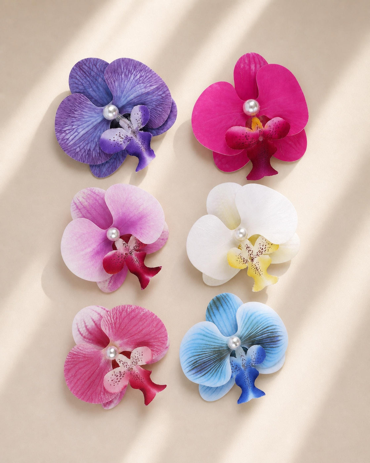 Tropical Orchid Flower Hair Clip with Pearl Detail Bundle Foam Hand Made Accessory
