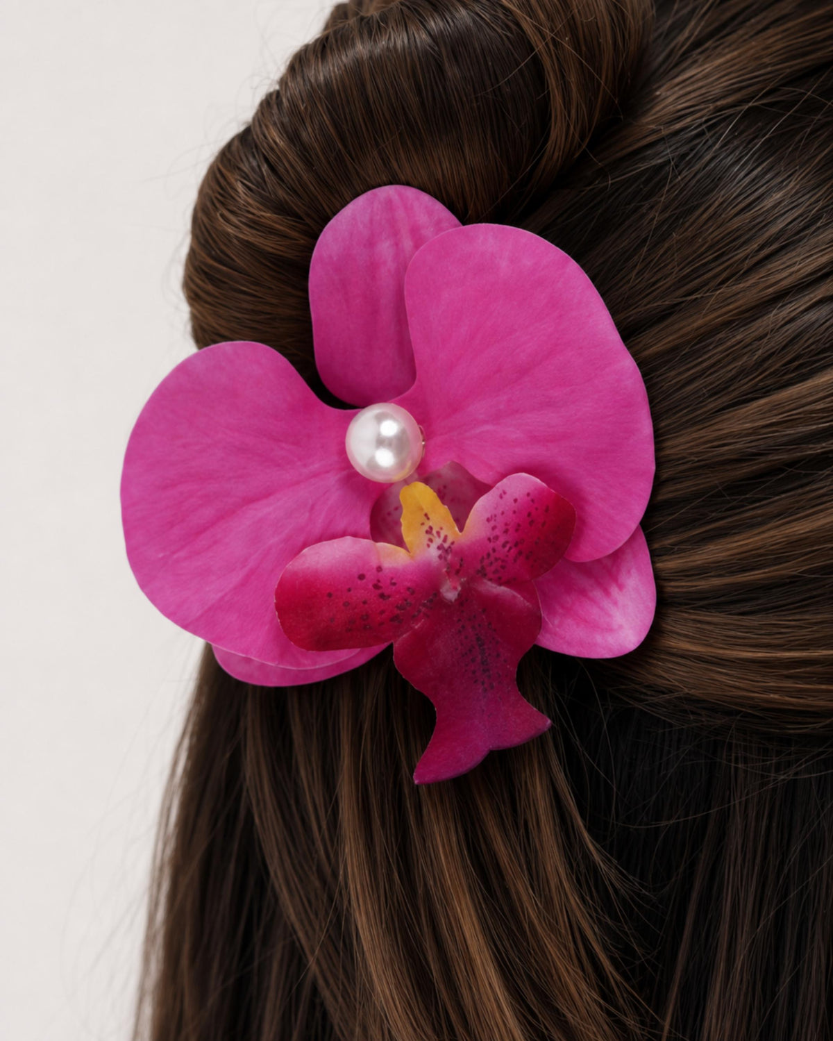 Tropical Orchid Flower Hair Clip with Pearl Detail Bundle Foam Hand Made Accessory
