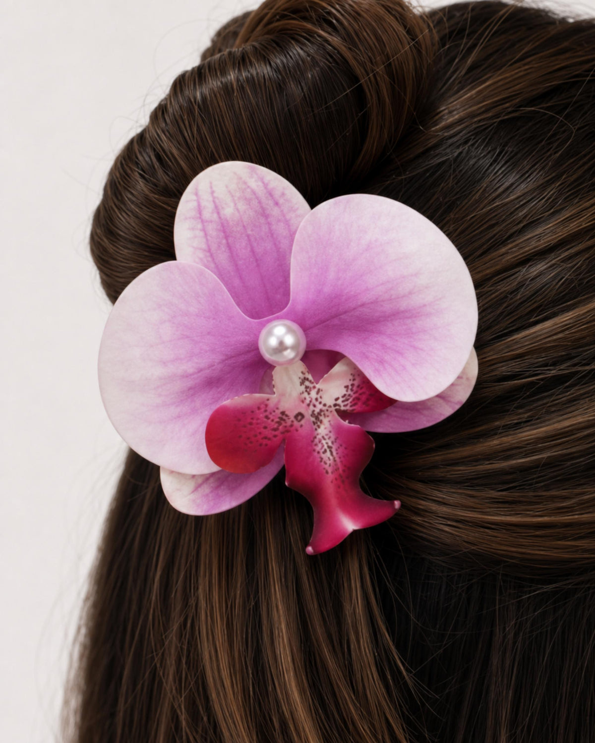 Tropical Orchid Flower Hair Clip with Pearl Detail Bundle Foam Hand Made Accessory