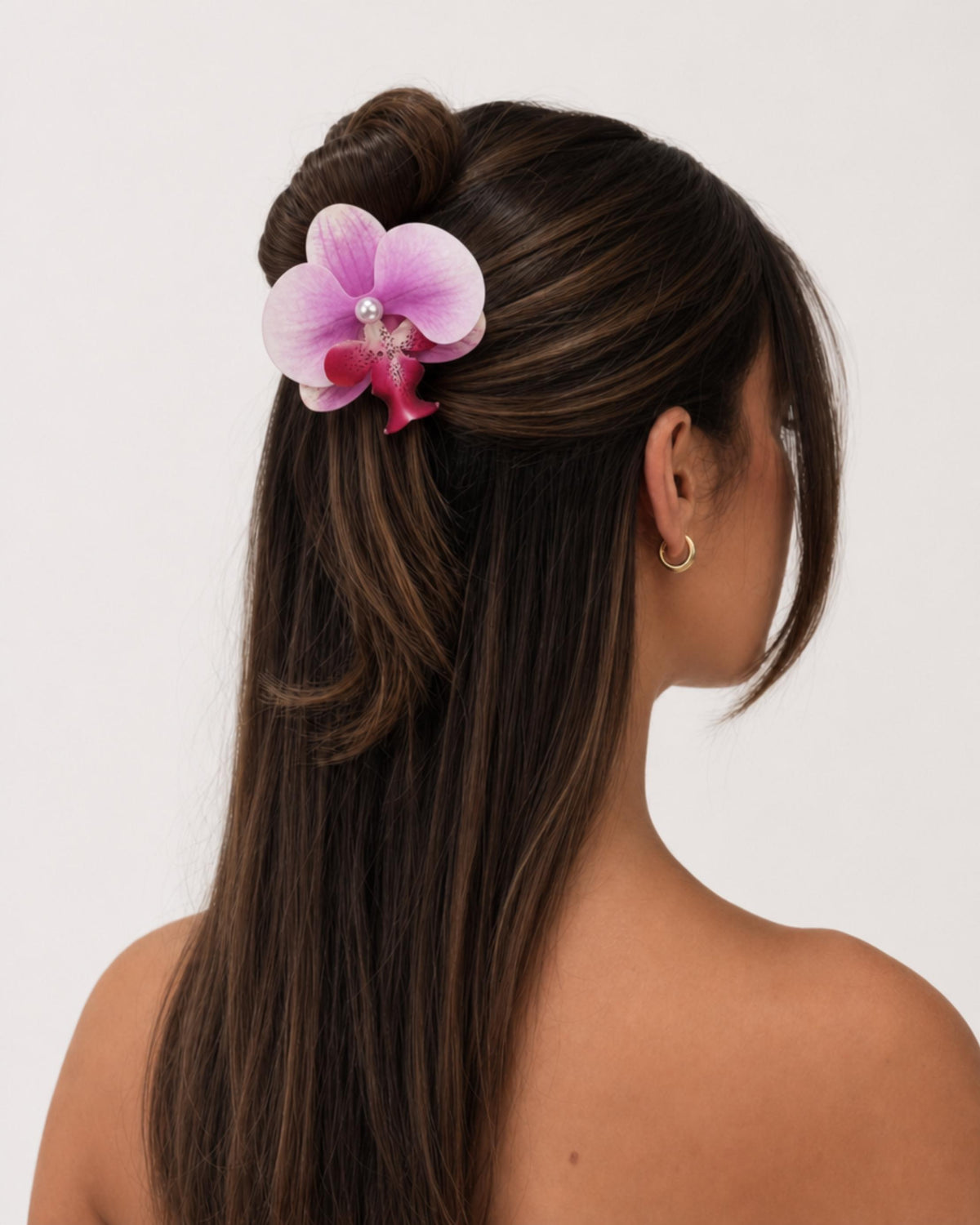 Tropical Orchid Flower Hair Clip with Pearl Detail Bundle Foam Hand Made Accessory