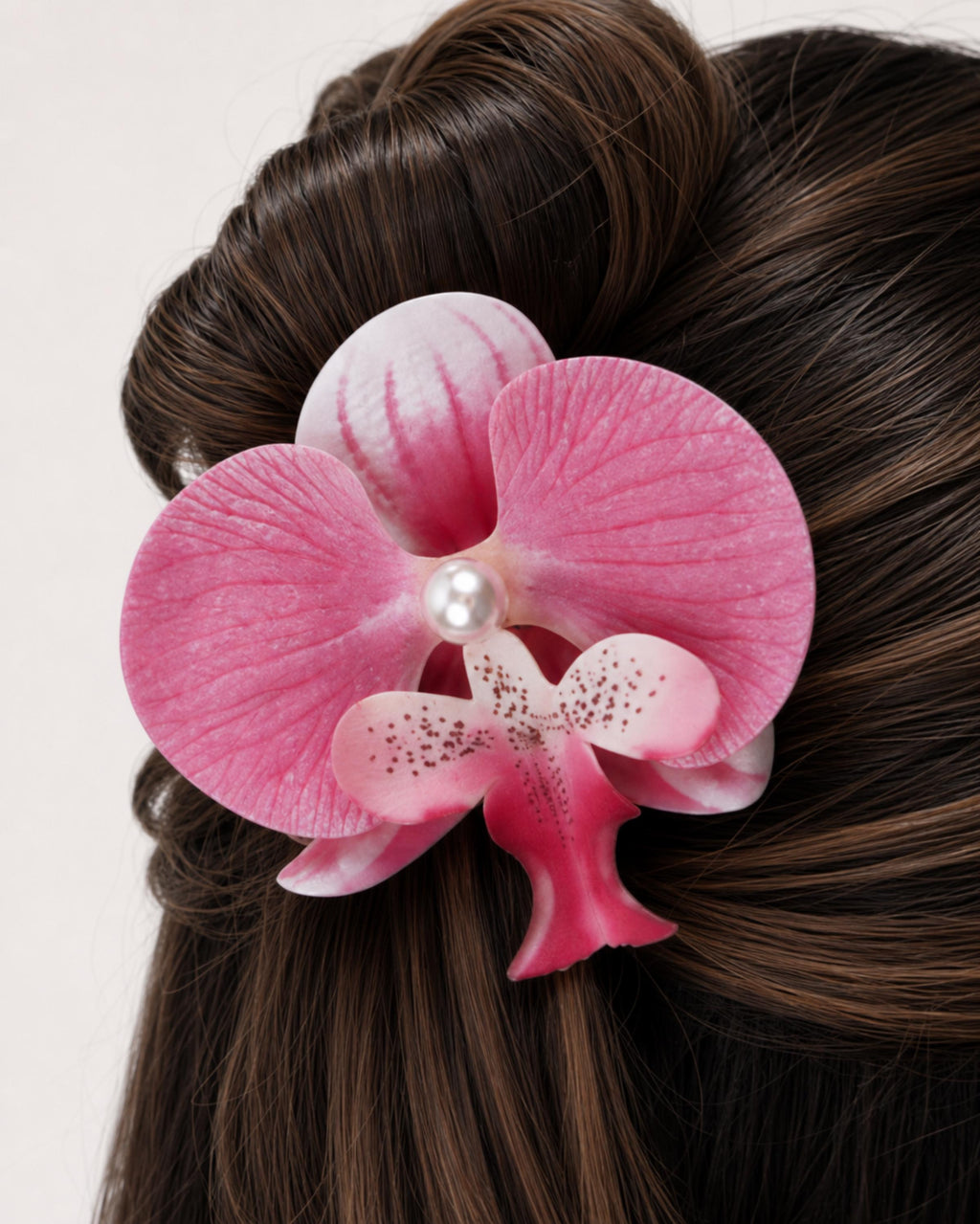 Tropical Orchid Flower Hair Clip with Pearl Detail Bundle Foam Hand Made Accessory