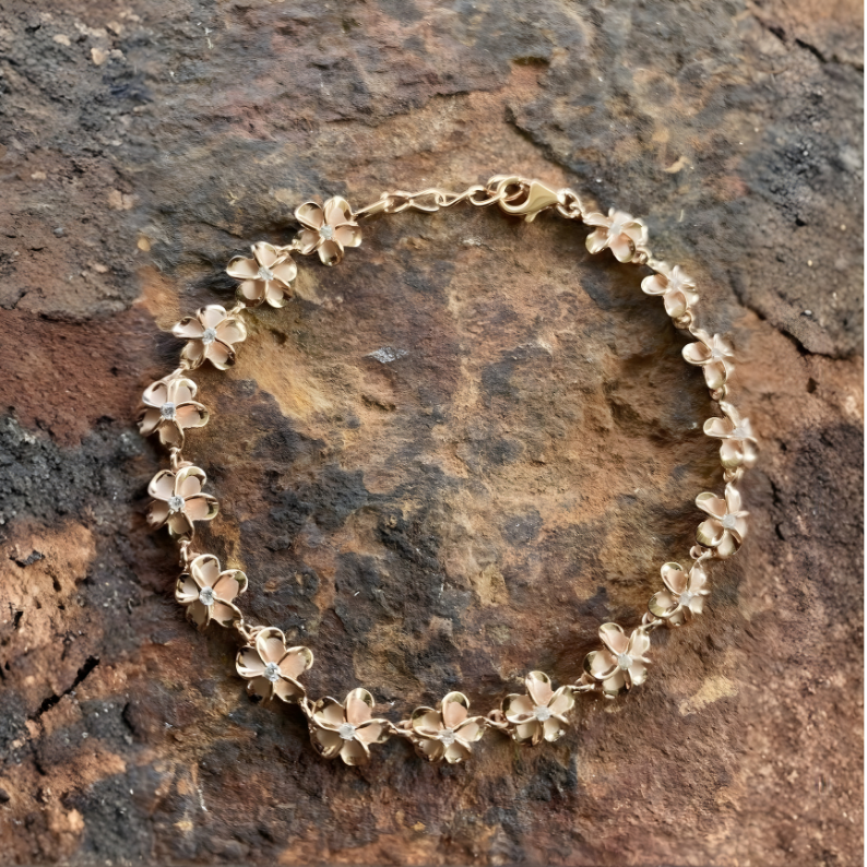 Plumeria Lei Bracelet - Rose Gold