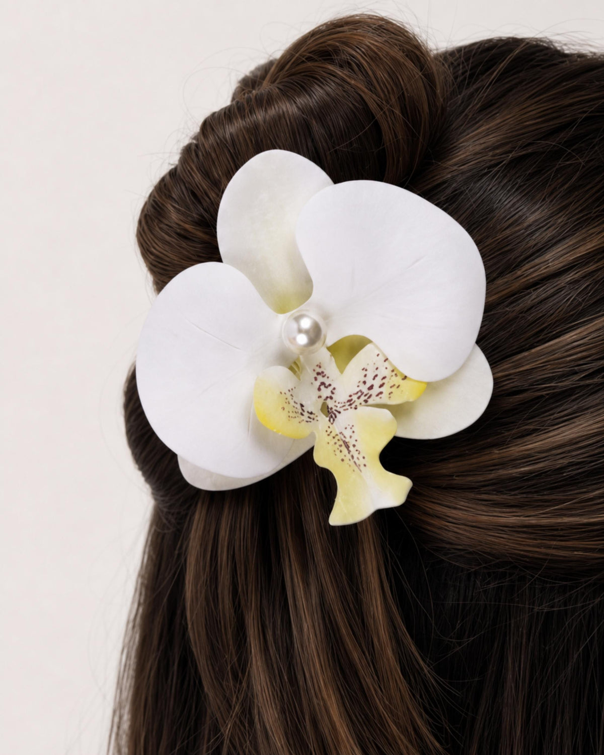Tropical Orchid Flower Hair Clip with Pearl Detail Bundle Foam Hand Made Accessory
