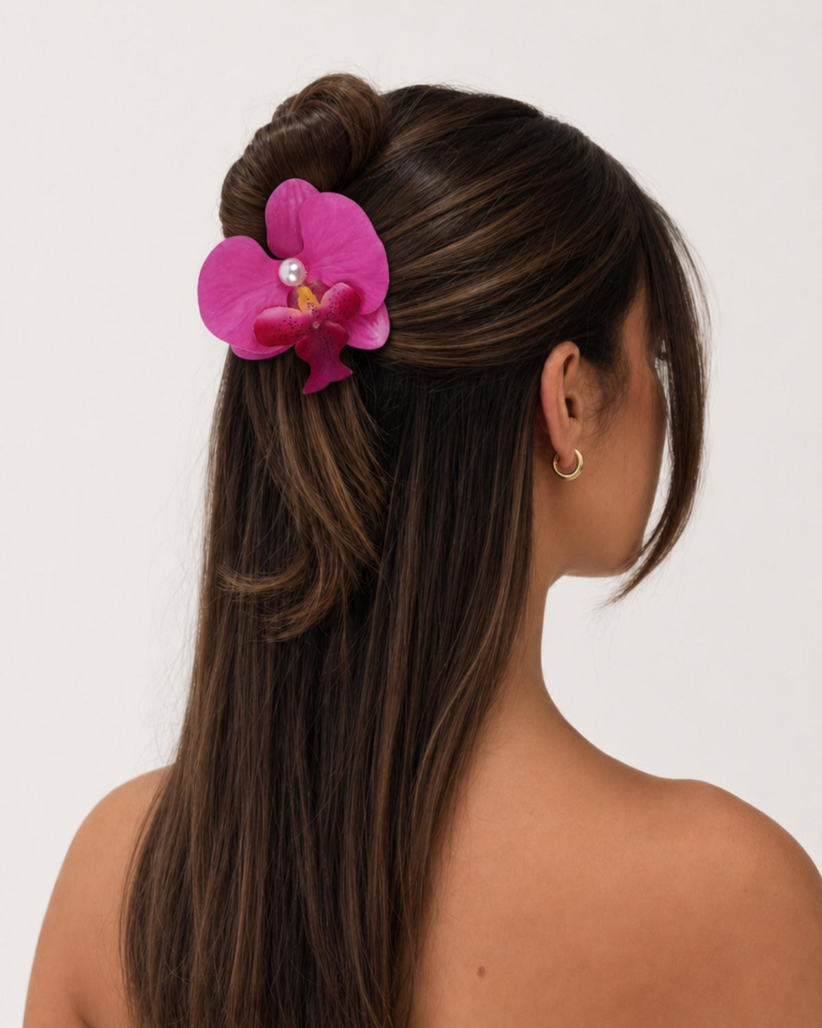 Tropical Orchid Flower Hair Clip with Pearl Detail Bundle Foam Hand Made Accessory