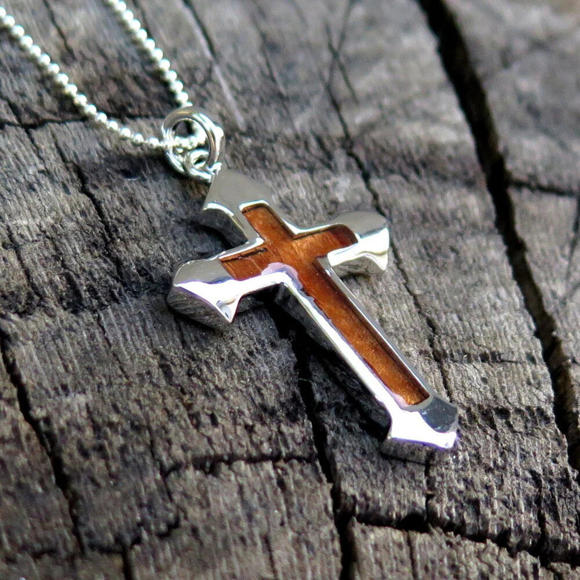 Cross Koa Wood Pendant