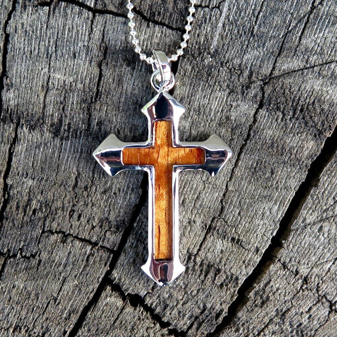 Cross Koa Wood Pendant
