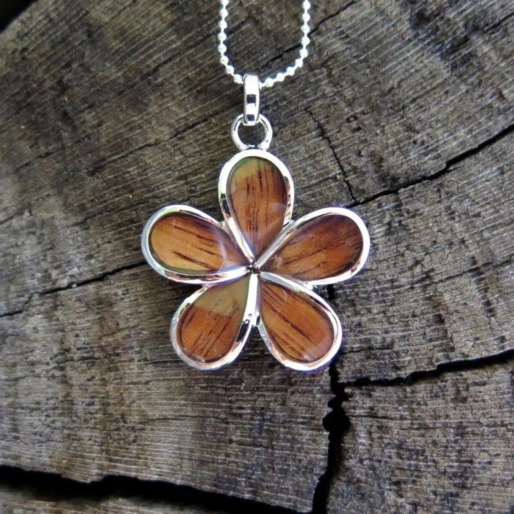 Plumeria Koa Wood Pendant