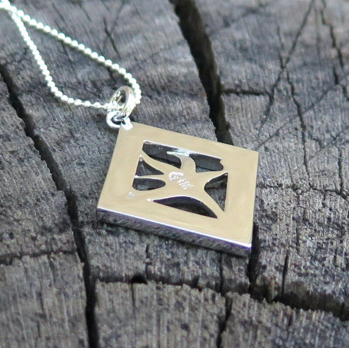 Birds of Paradise Koa Wood Pendant