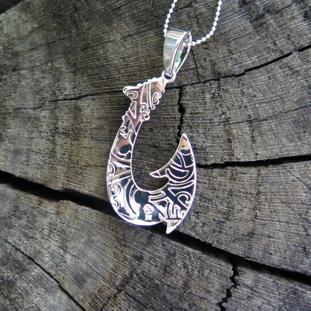 Fish Hook Koa Wood Pendant