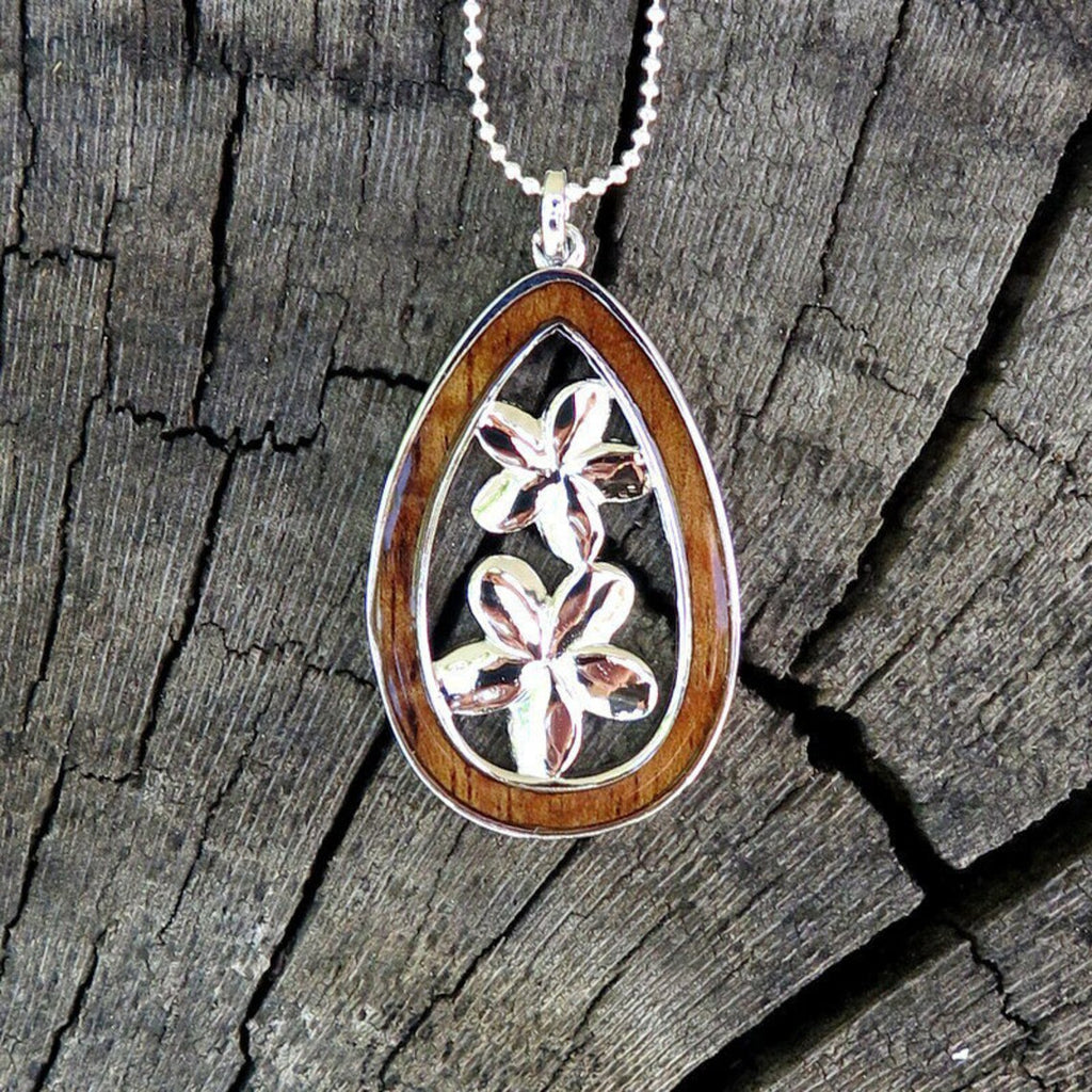 Plumeria Hoop Koa Wood Pendant