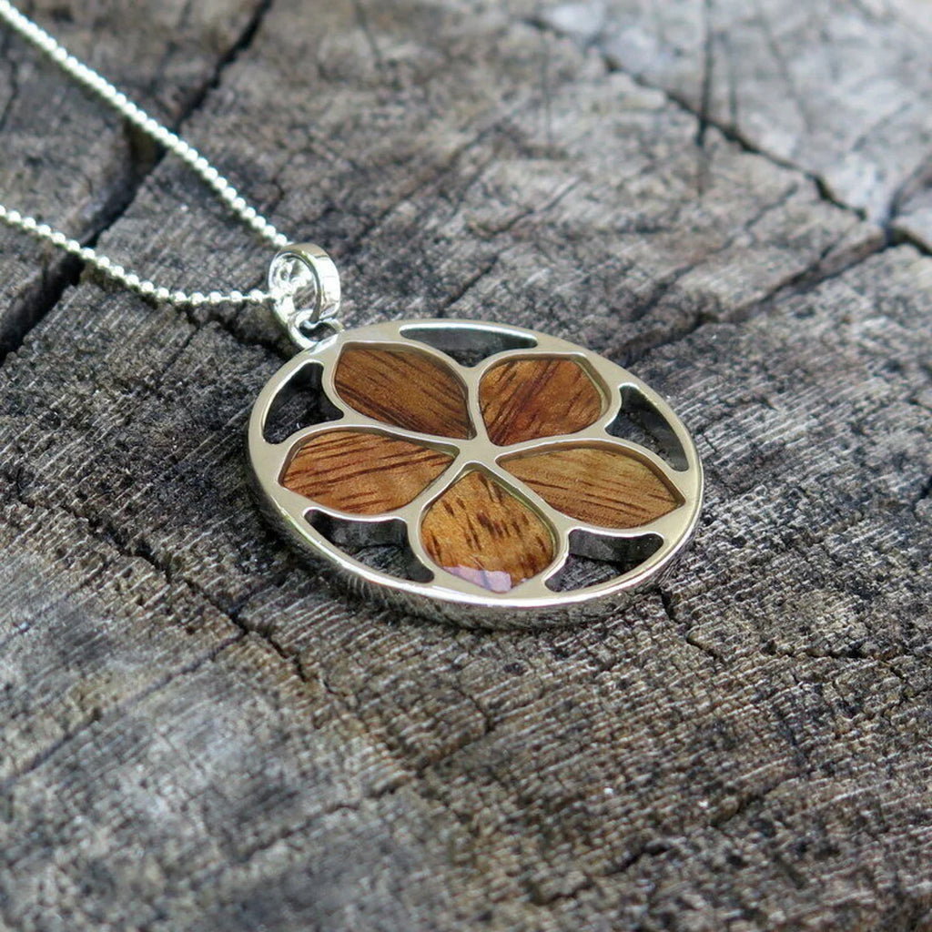 Plumeria Hoop Koa Wood Pendant