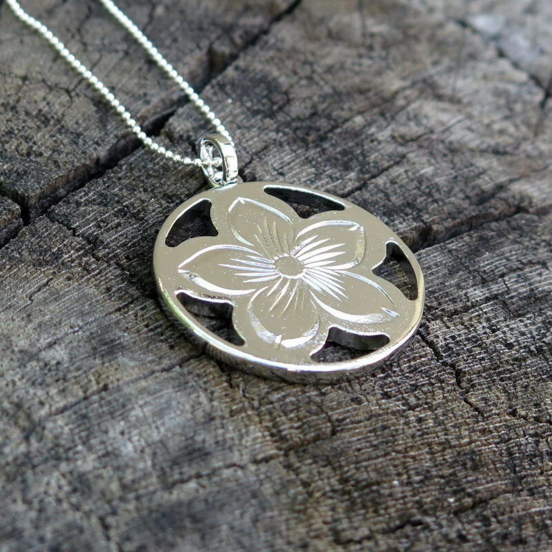 Plumeria Hoop Koa Wood Pendant