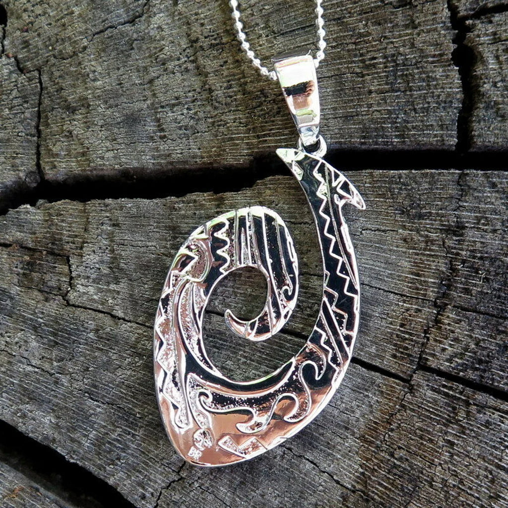 Fish Hook Koa Wood Pendant