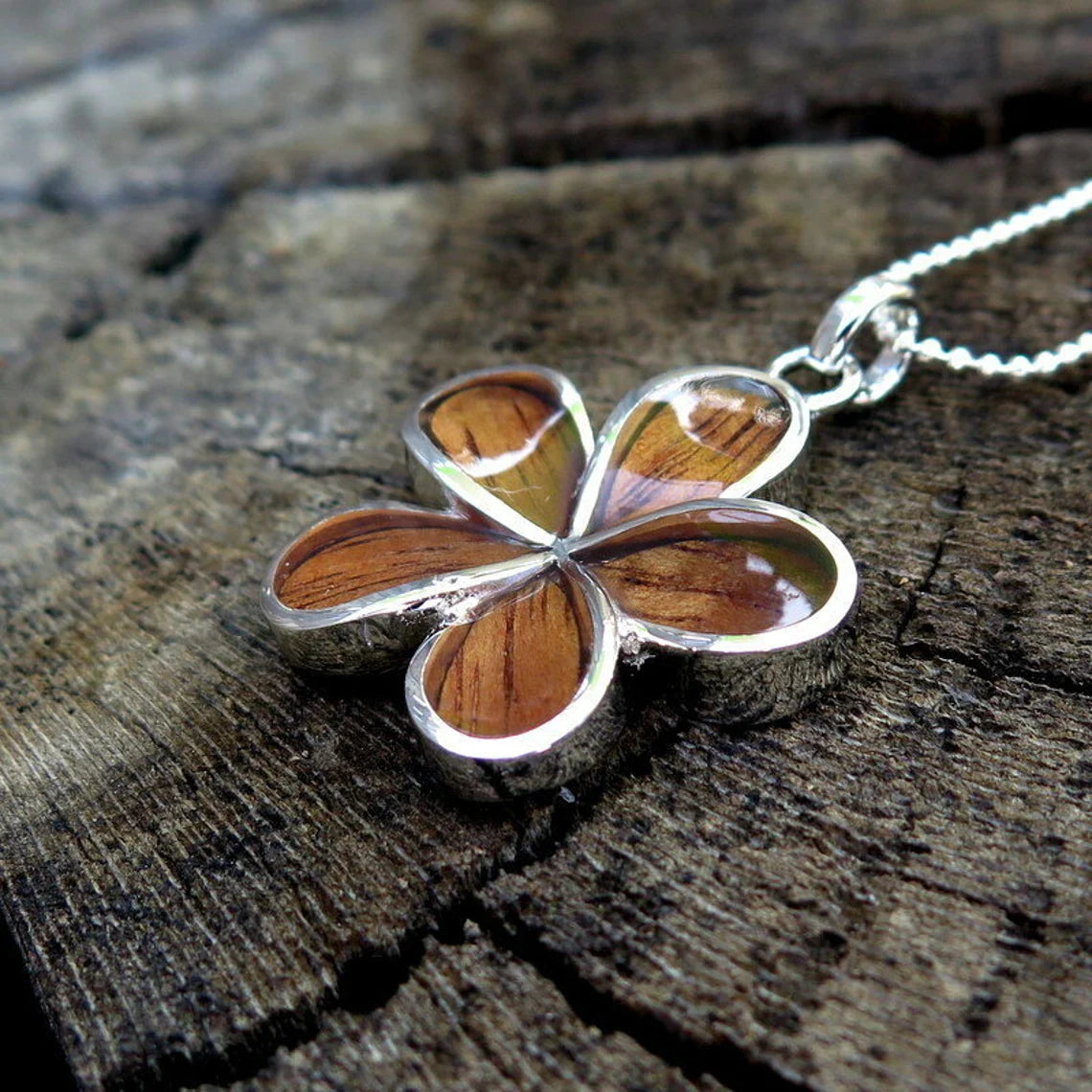 Plumeria Koa Wood Pendant