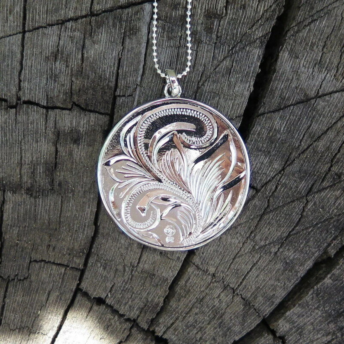 Plumeria Hoop Koa Wood Pendant