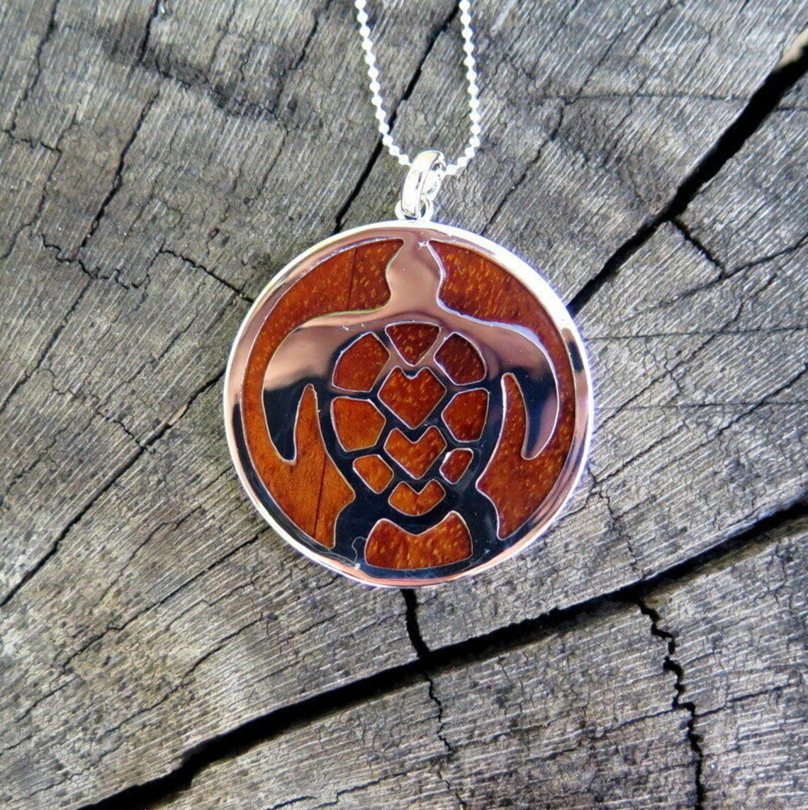 Honu Hoop Koa Wood Pendant