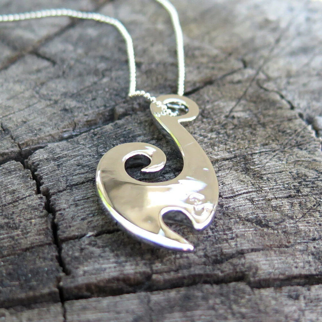 Fish Hook Koa Wood Pendant