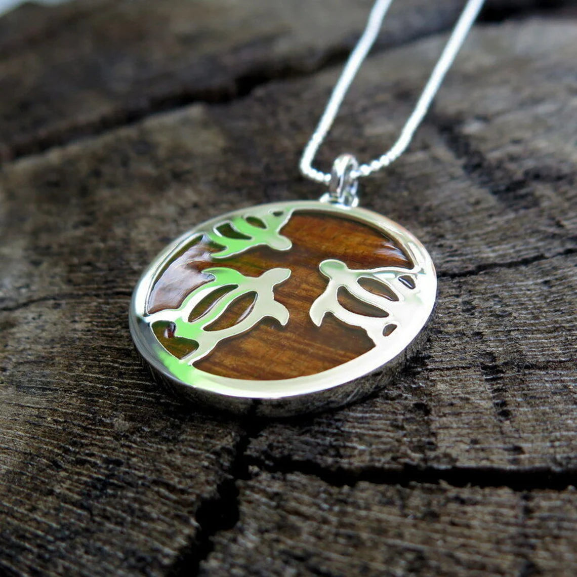Honu Hoop Koa Wood Pendant