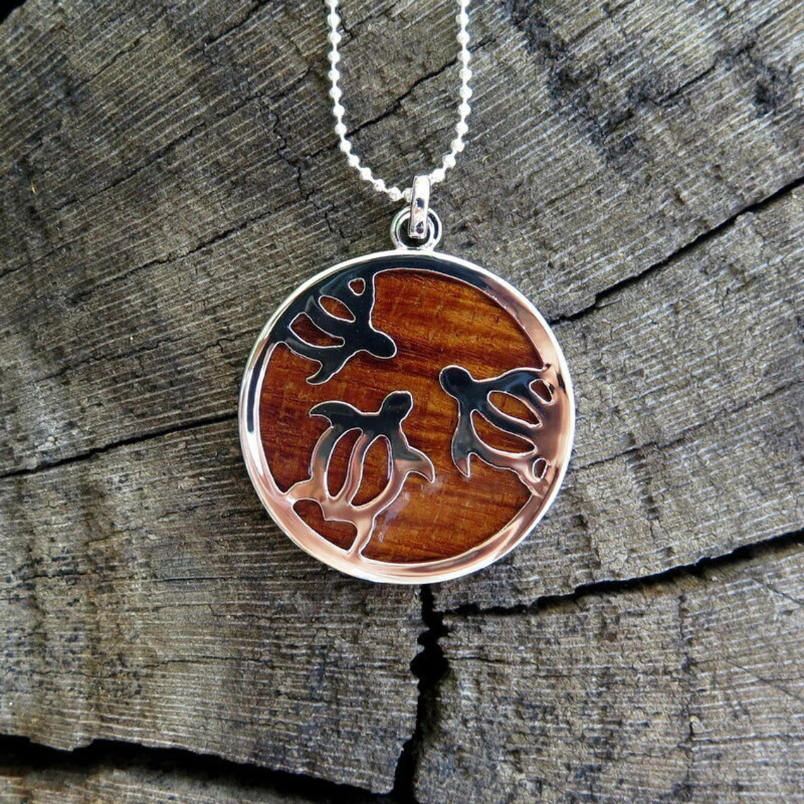 Honu Hoop Koa Wood Pendant