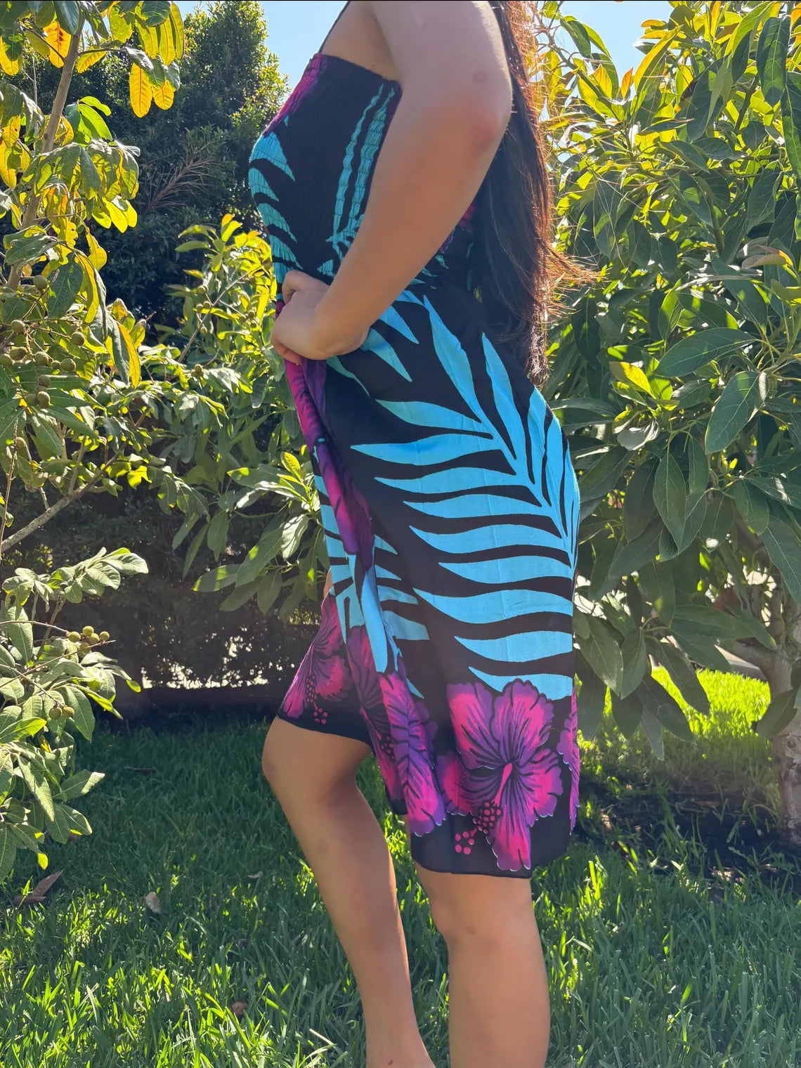 Anela Sun Dress - Pink & Teal