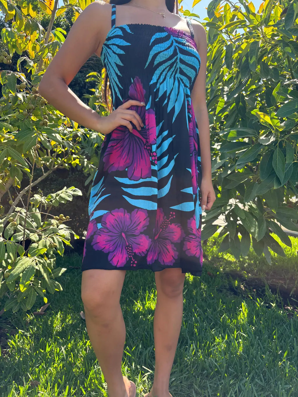 Anela Sun Dress - Pink & Teal