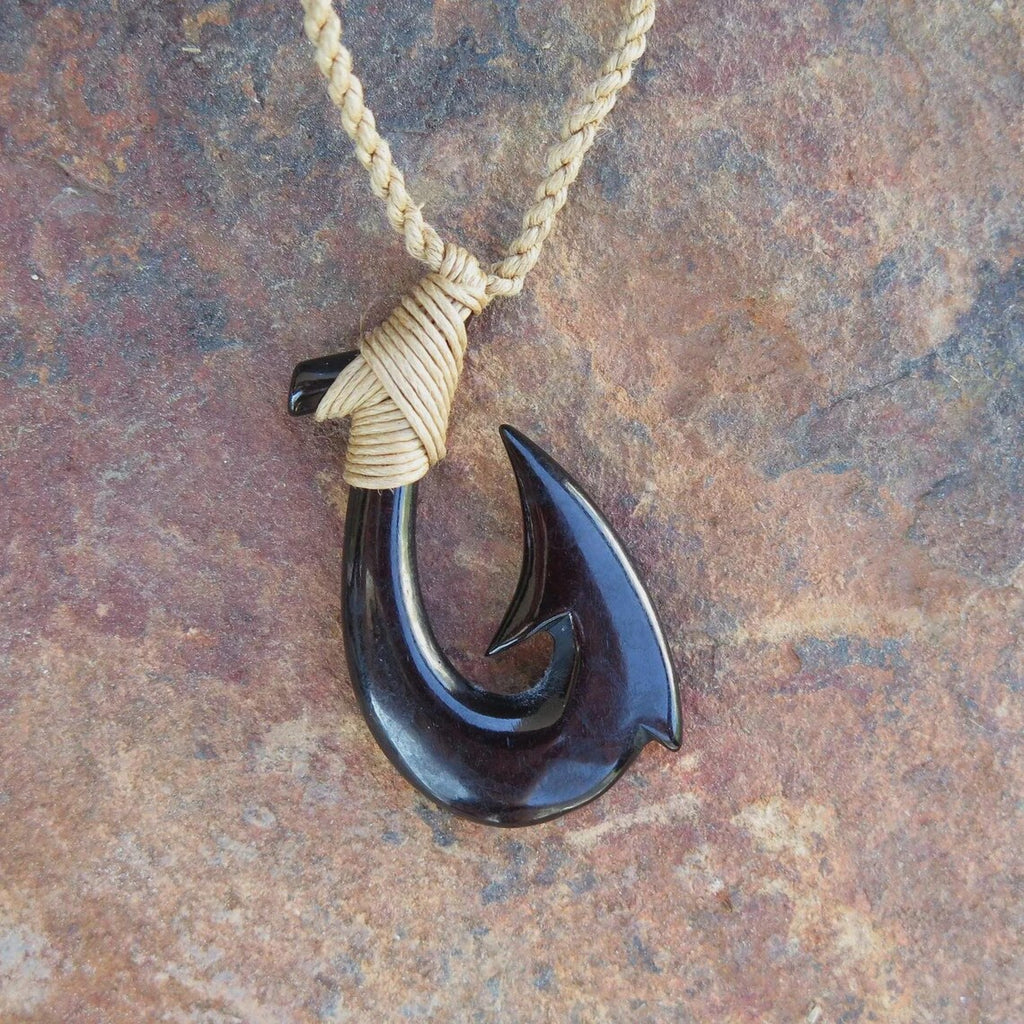 Black Maori Fish Hook Pendant