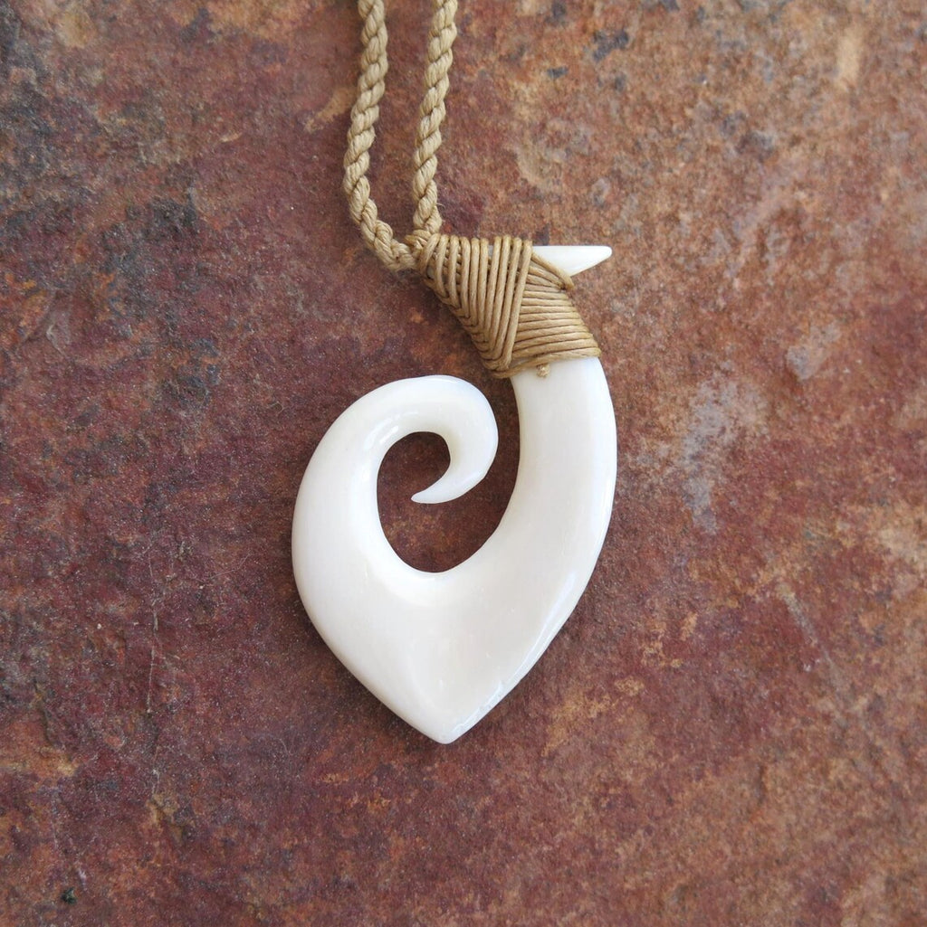 Maori Tribal Etched Fish Hook Pendant