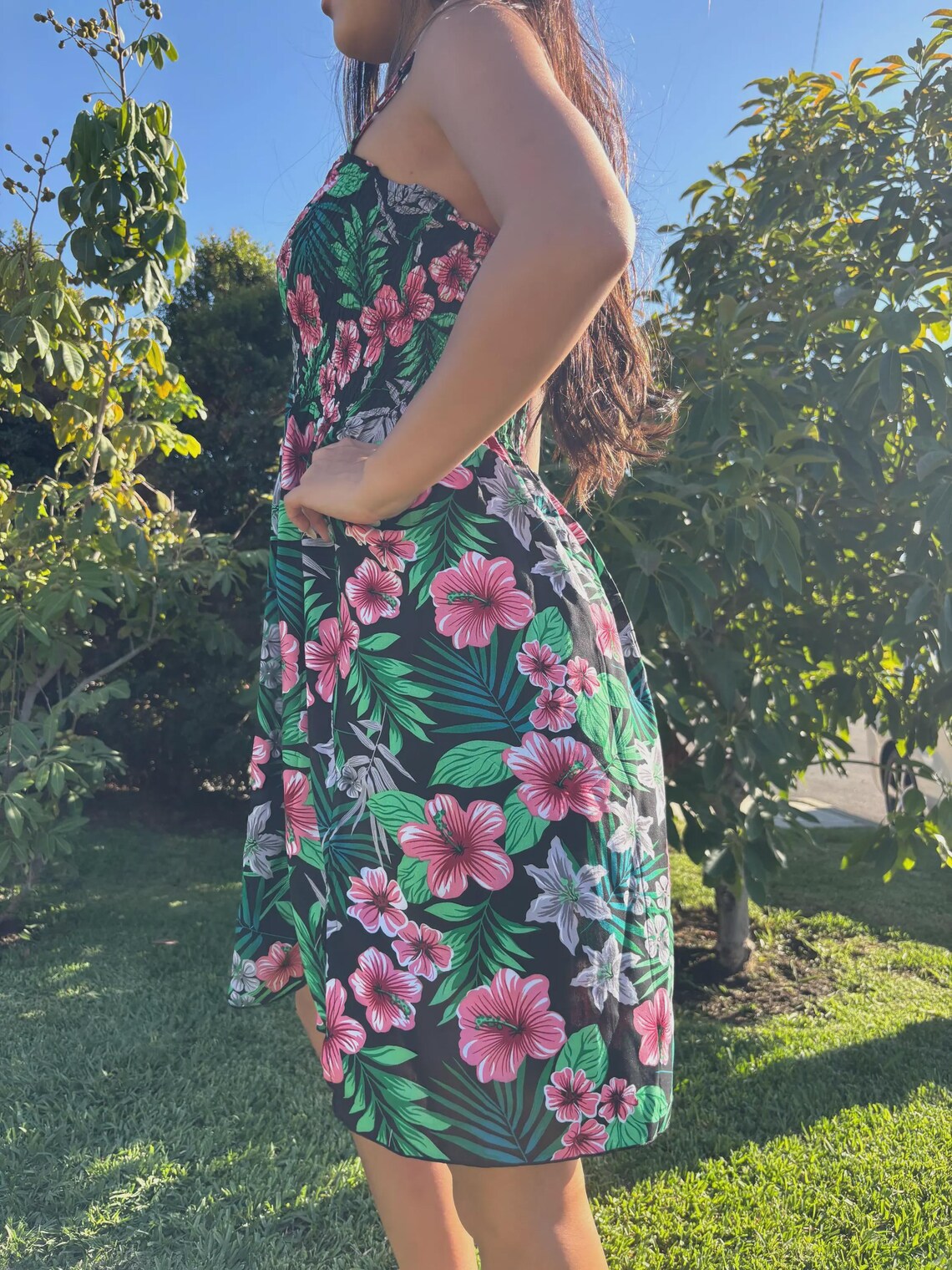 Puanani Sun Dress - Black Floral
