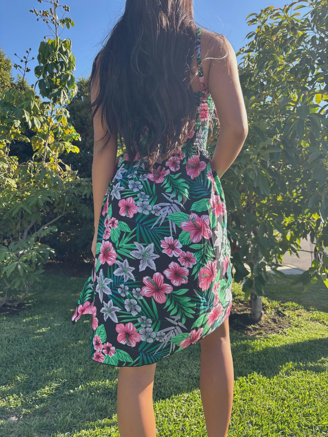 Puanani Sun Dress - Black Floral