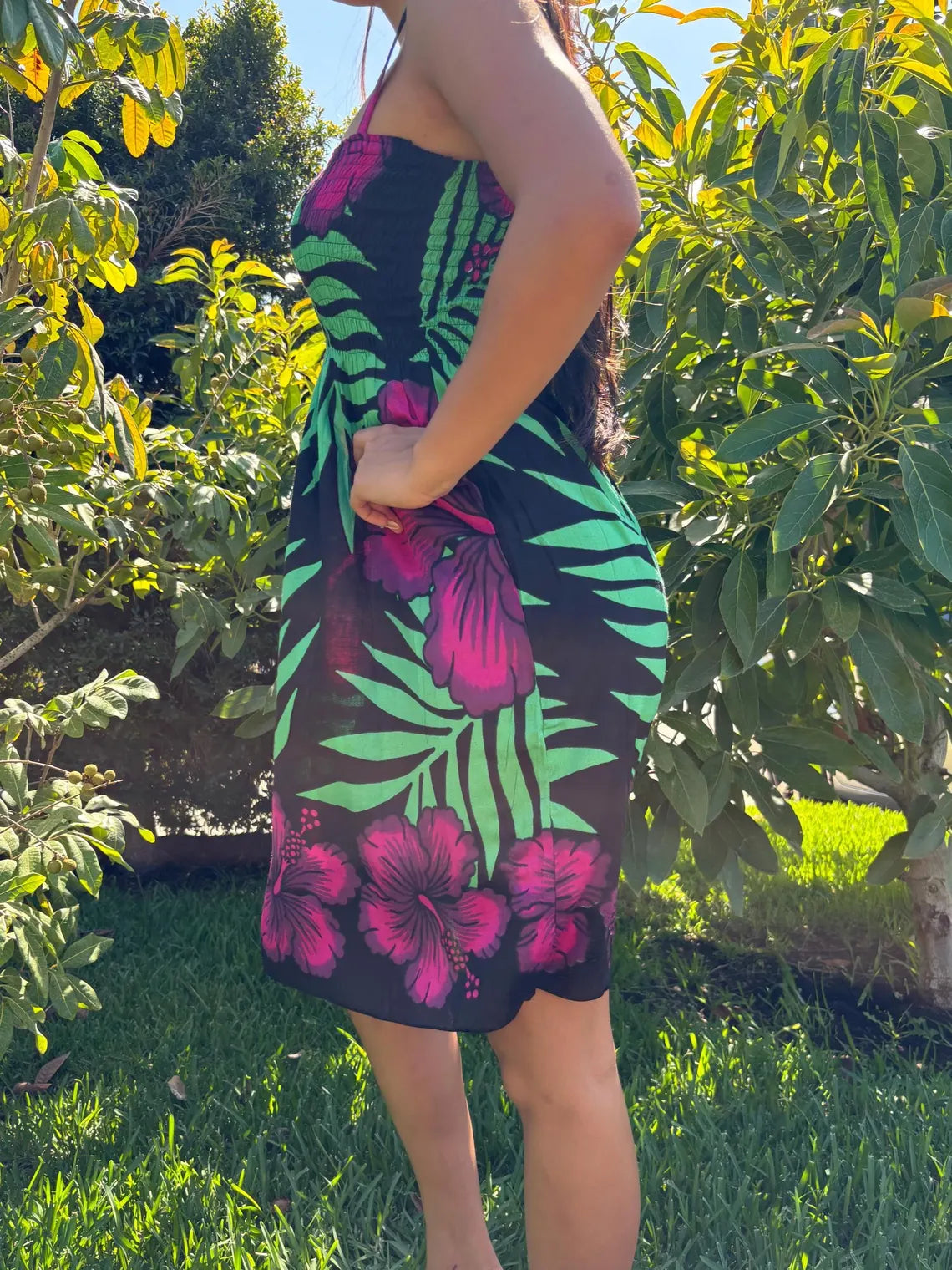Anela Sun Dress - Pink & Green