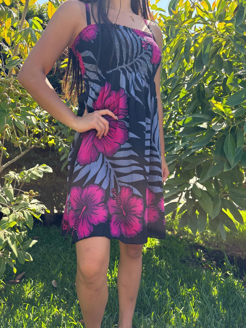 Anela Sun Dress - Pink & Grey