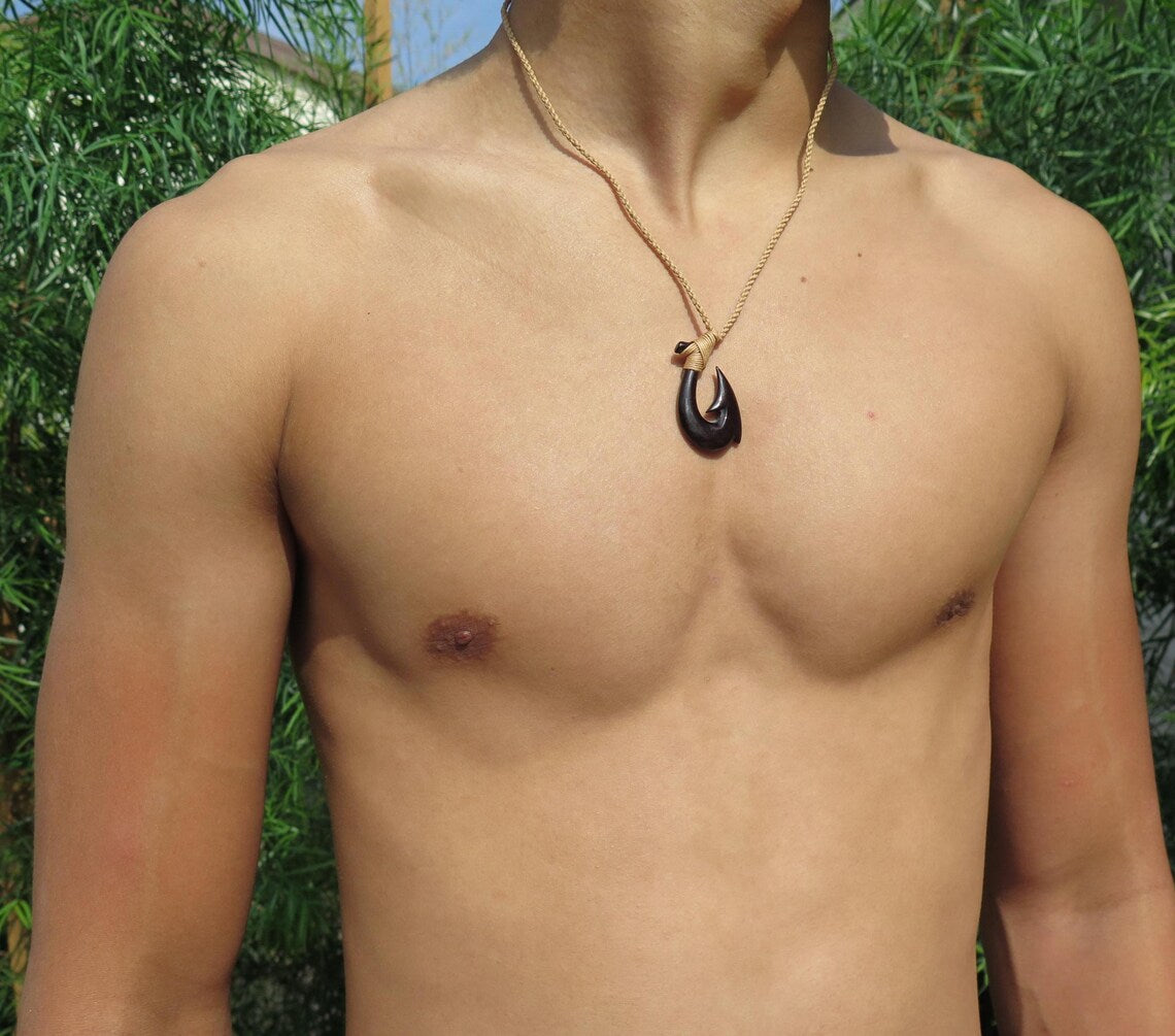 Black Maori Fish Hook Pendant
