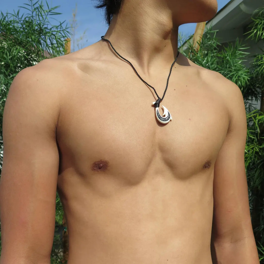 Tribal Carved Fish Hook Pendant