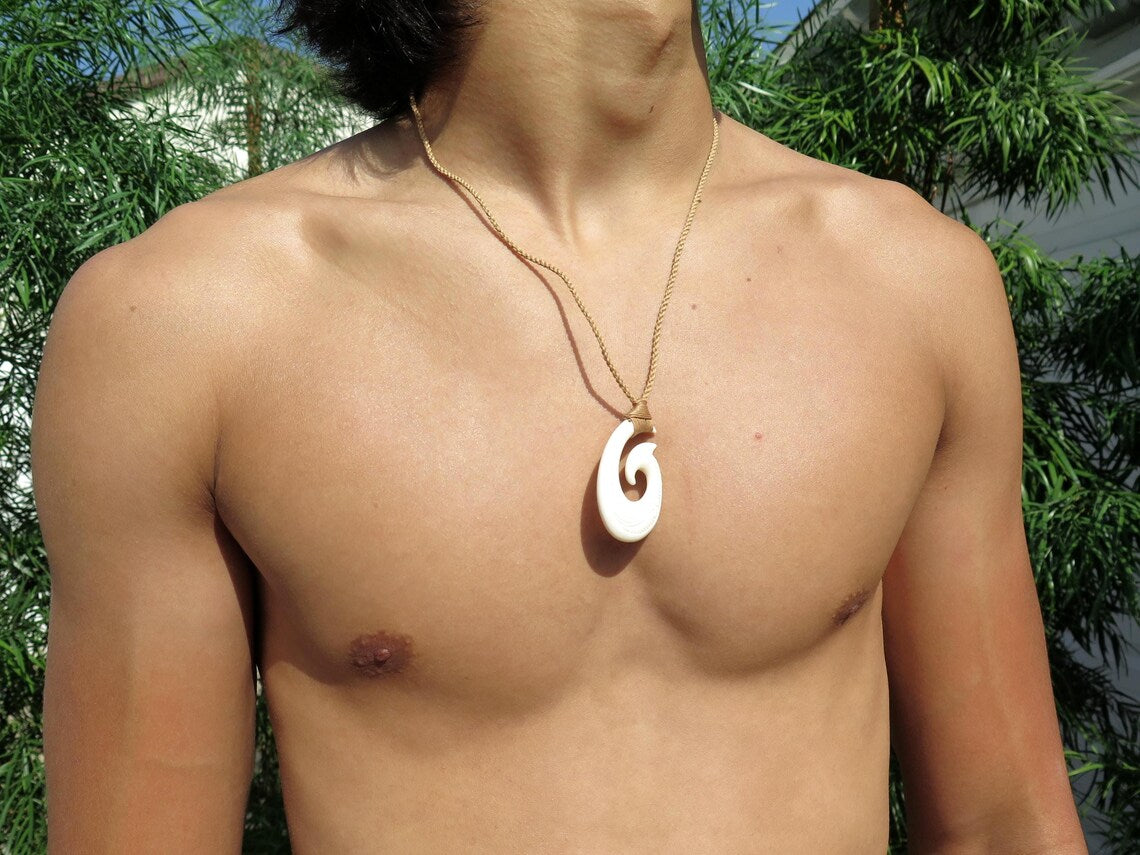 Maori Wave Etch Fish Hook Pendant