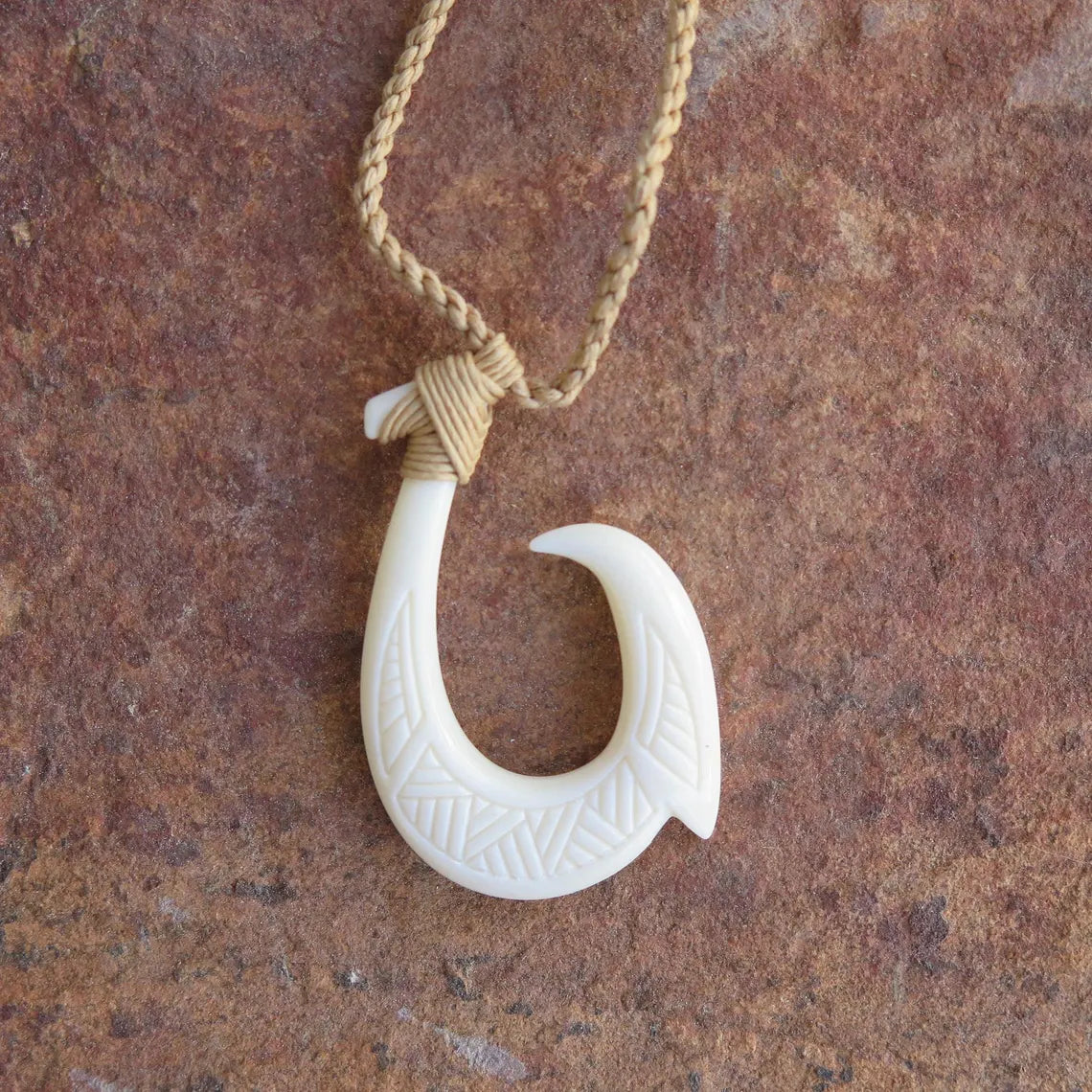 Maori Tribal Etch Fish Hook Pendant
