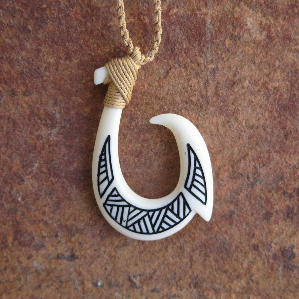 Maori Tribal Carved Fish Hook Pendant