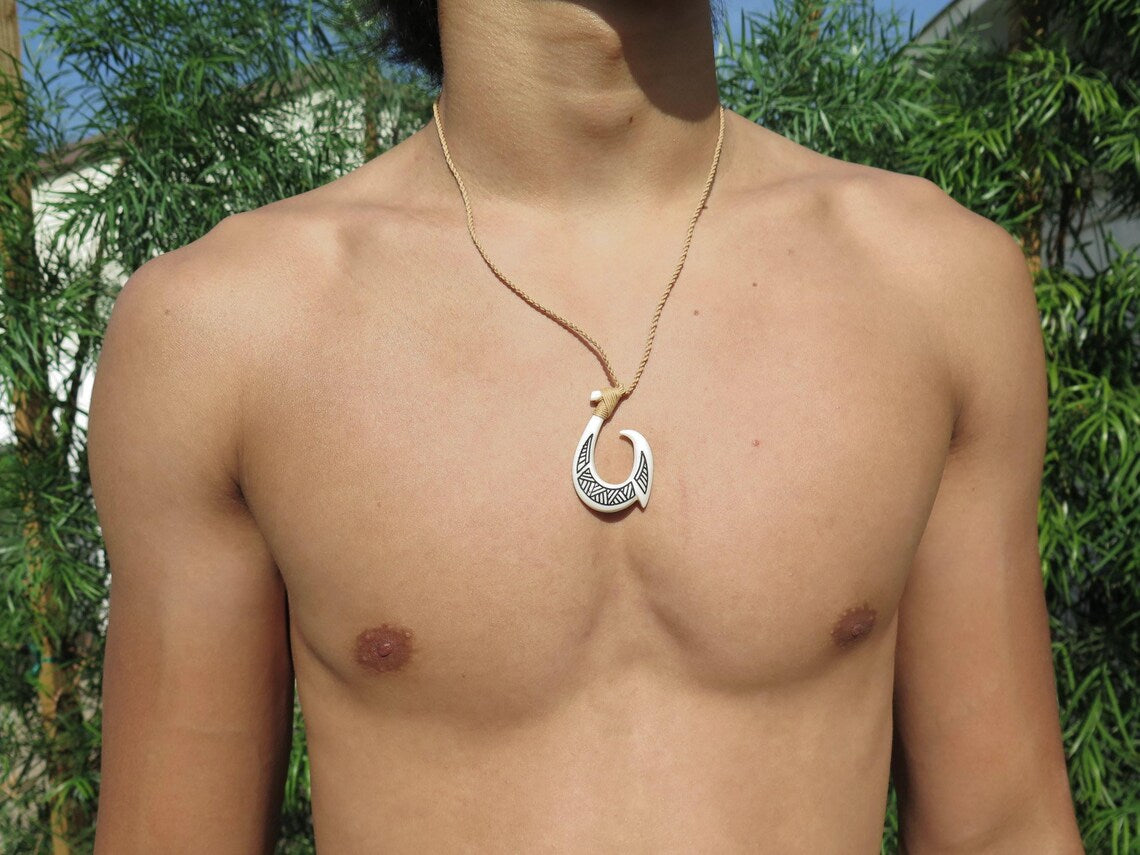 Maori Tribal Carved Fish Hook Pendant