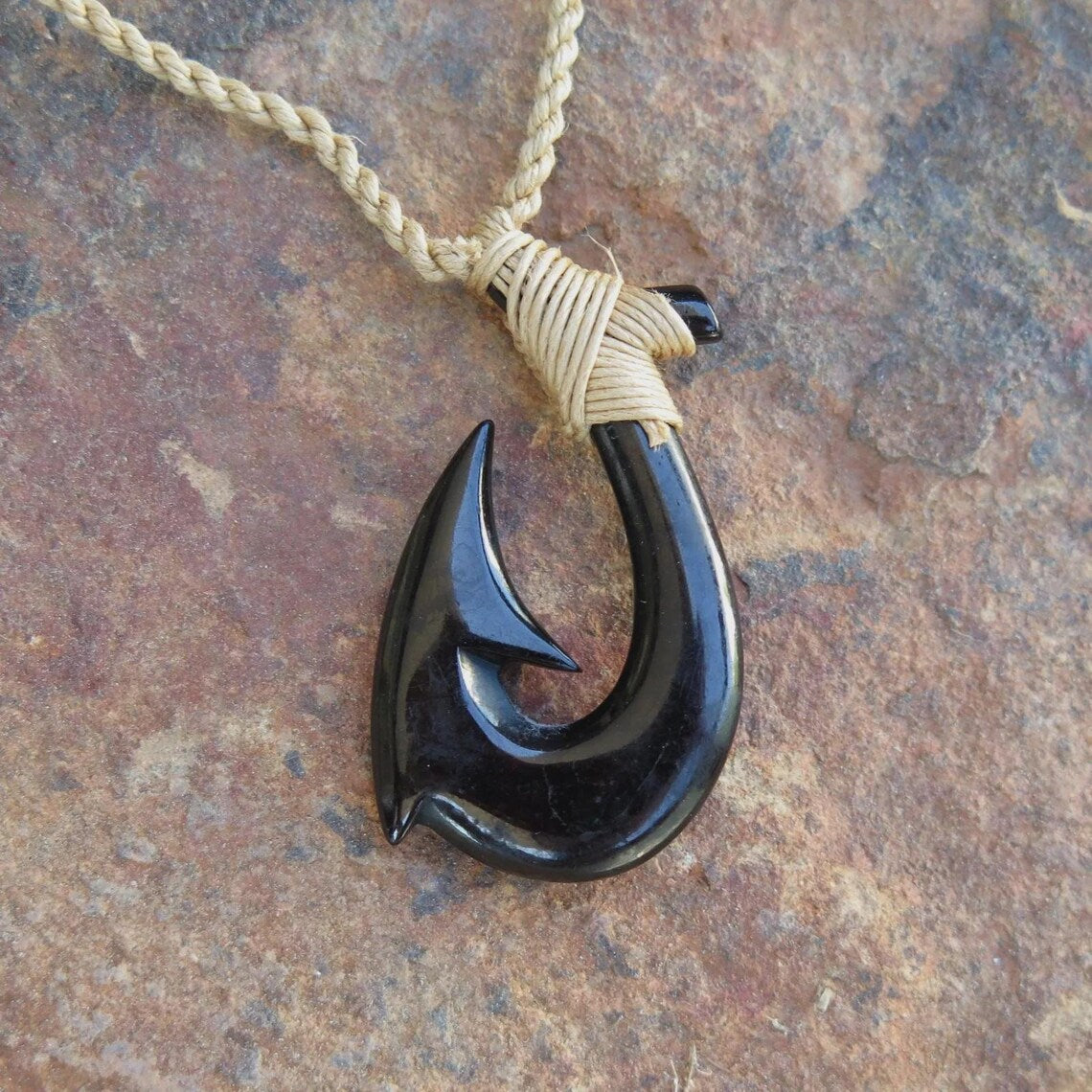 Black Maori Fish Hook Pendant