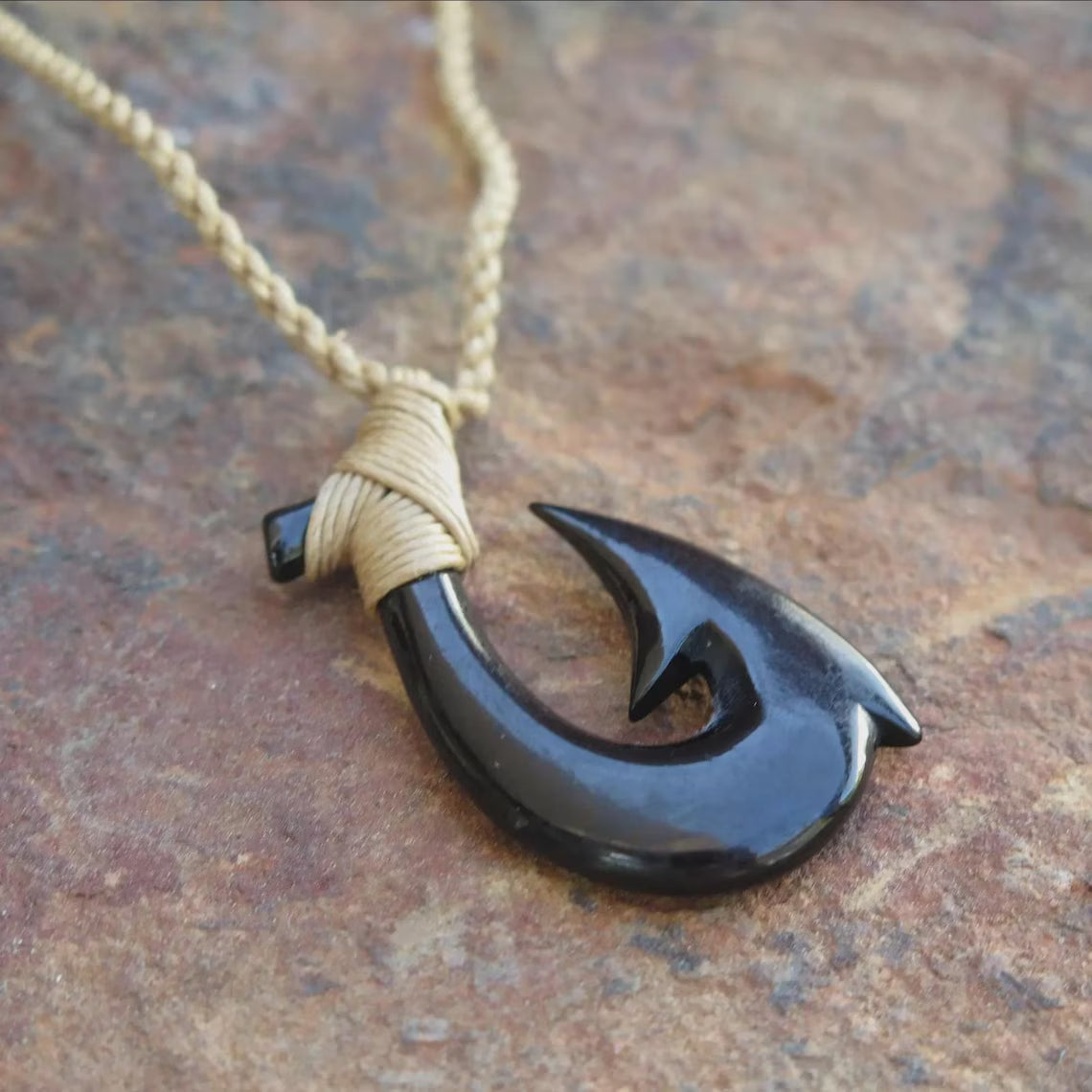 Black Maori Fish Hook Pendant