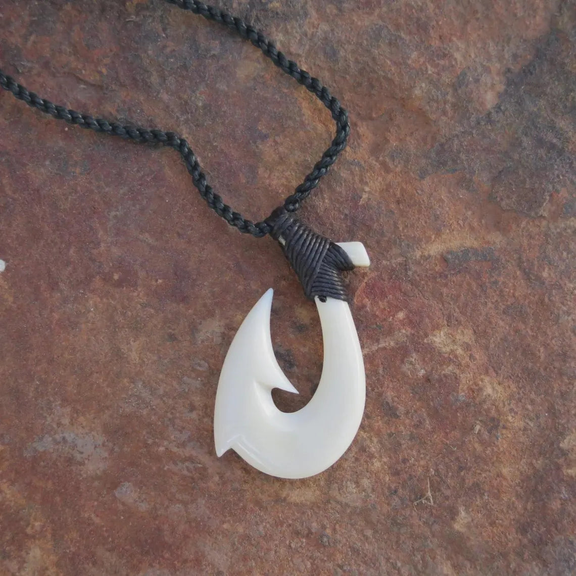 Tribal Carved Fish Hook Pendant