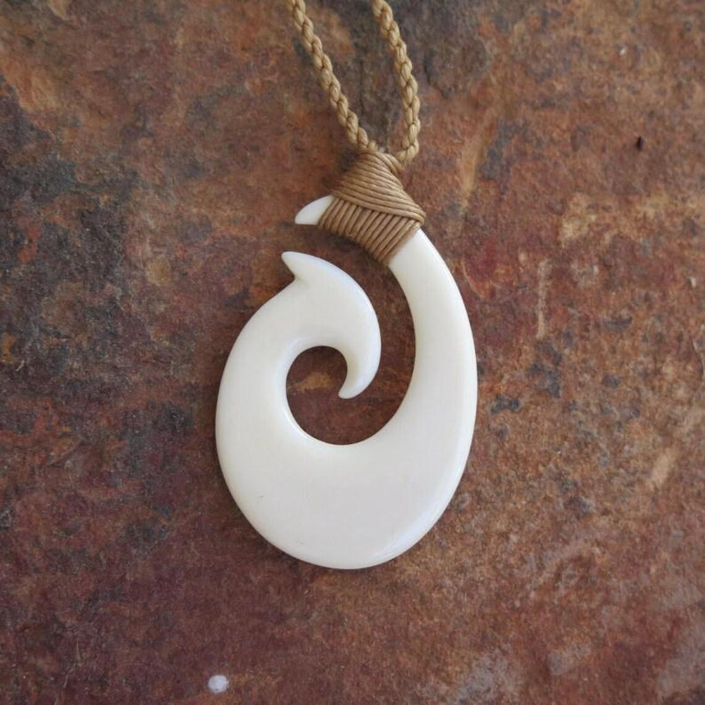 Maori Wave Etch Fish Hook Pendant