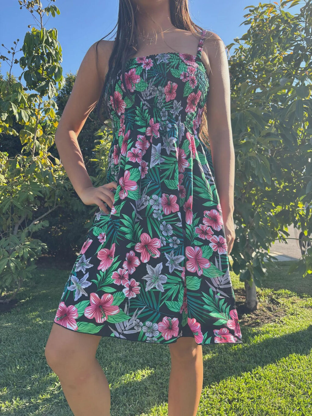 Puanani Sun Dress - Black Floral
