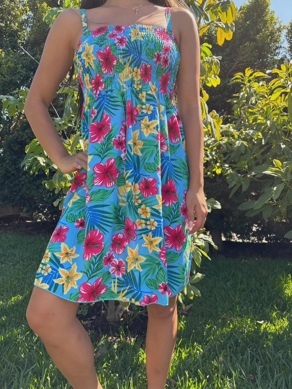 Puanani Sun Dress - Blue Floral