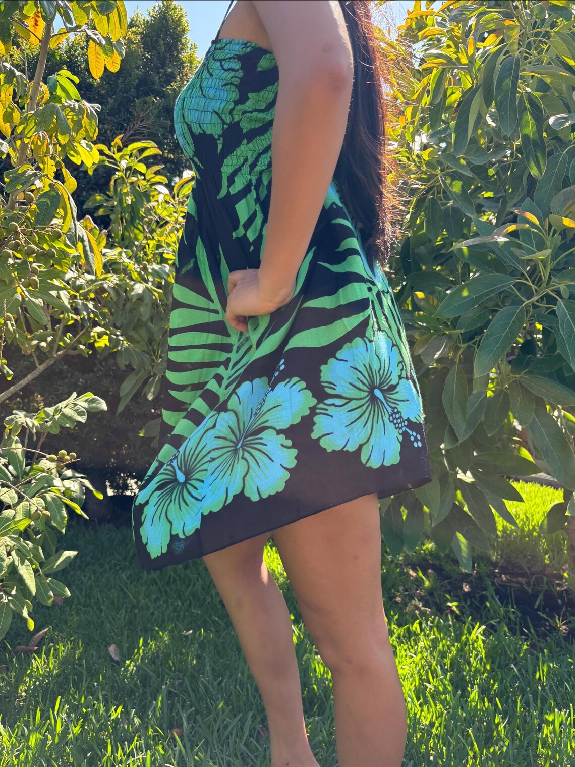 Anela Sun Dress - Blue & Green