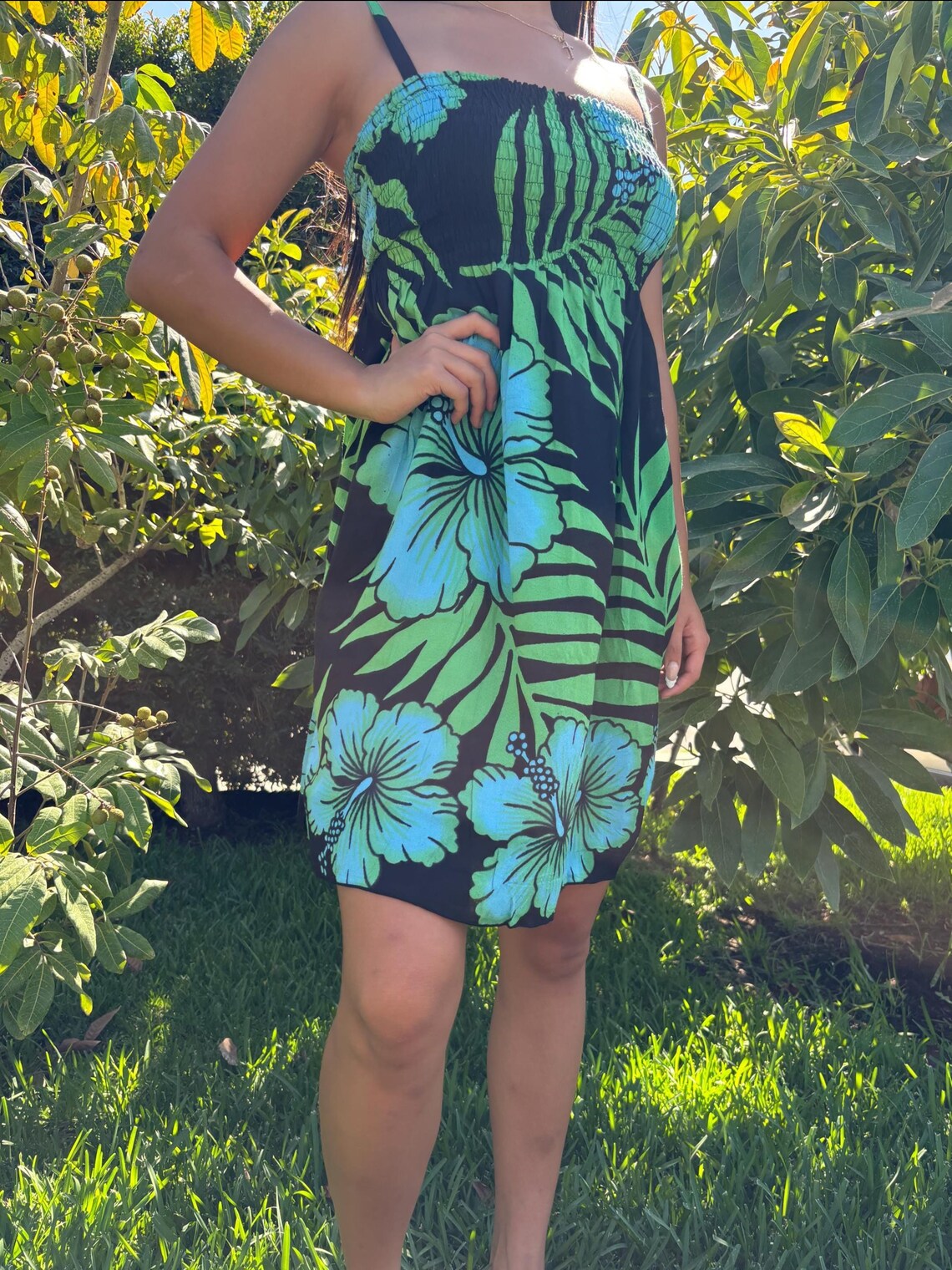 Anela Sun Dress - Blue & Green